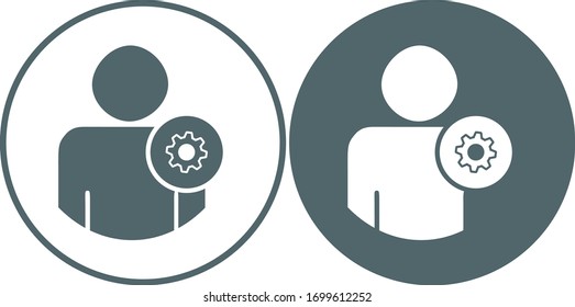 Man with cog icon. Vector illustration