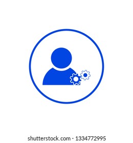 Man with cog settings icon 