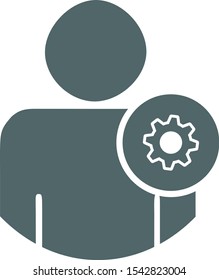 Man with cog settings icon.