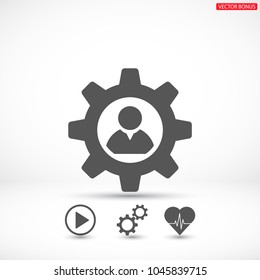 Man and cog  vector icon