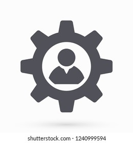 Man and cog  vector icon
