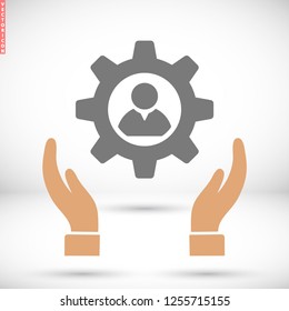 Man and cog  vector icon