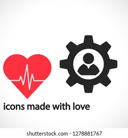 Man and cog  vector icon