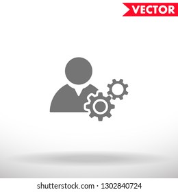 Man and cog  vector icon