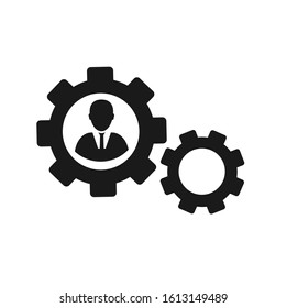 Man and cog vector icon
