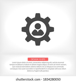 Man and cog vector icon , lorem ipsum Flat design