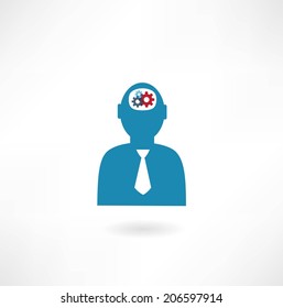 man with cogs in head icon