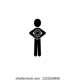 Man with cogwheel in hands icon. Element of Problem solving. Premium quality graphic design. Signs and symbols collection icon for websites, web design, mobile app on white background