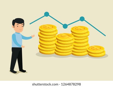man with coins currency to exchange for bitcoin