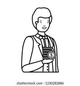 man with coins with dollar symbol avatar character