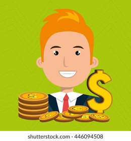 man with coins isolated icon design, vector illustration  graphic 