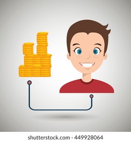 man with coins isolated icon design, vector illustration  graphic 