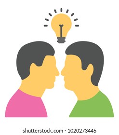 
Man collaboration with bulb, combined idea 
