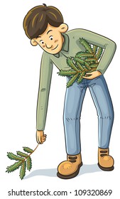 Man Collecting Branch