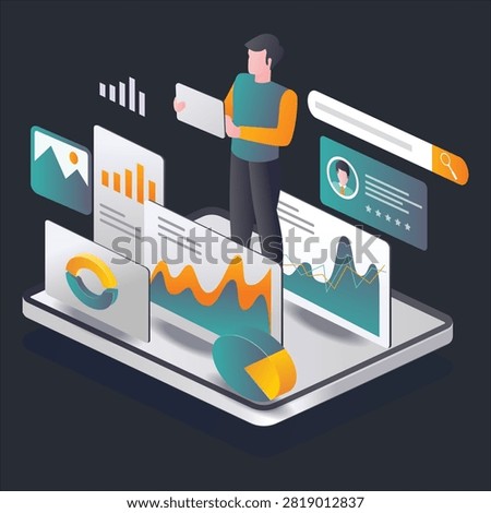Man is collecting seo data analysis