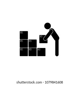 man collects boxes illustration. Element of a logistic for mobile concept and web apps. Detailed illustration of man collects boxes can be used for web and mobile. Premium icon on white background