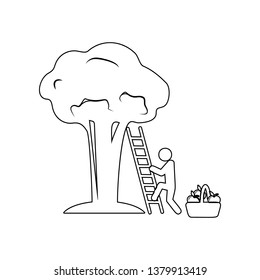 man collects fruit from a tree icon. Element of Garden for mobile concept and web apps icon. Outline, thin line icon for website design and development, app development