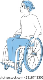 Man in wheelchair｜Blue color scheme