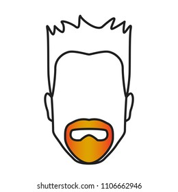 Man with colored beard, male head with colorful face fungus style, multicolor treated beard, guy crop concept, vector illustration