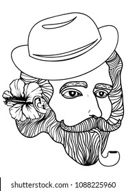 man coloring book page