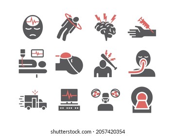 Man in a coma. Hospital bed. Infographic Flat icons. Vector