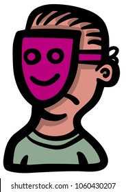 man with a comedy mask