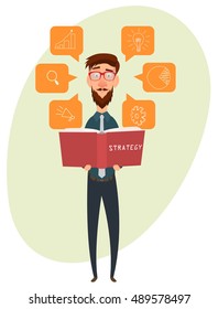 A man comes up with a business plan. EPS 10, Vector, Cartoon.