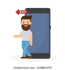 Un hombre sale de la pantalla de un teléfono móvil.