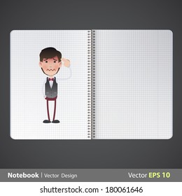 Man commits suicide printed in notebook. Vector design