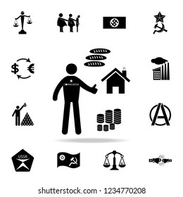 man of communism bread in exchange for money icon. Detailed set of communism and socialism icons. Premium graphic design. One of collection icons for websites, web design, mobile