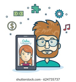 man community online smartphone with app media design