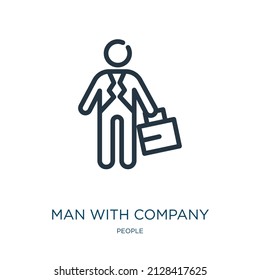 man with company thin line icon. company, person linear icons from people concept isolated outline sign. Vector illustration symbol element for web design and apps.