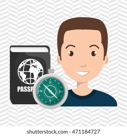 man compass passport travel vector illustration  design