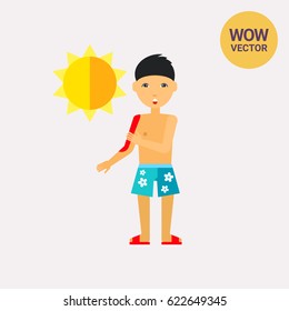 Man complain about burn on skin from sun