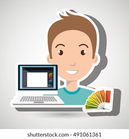 man computer color chart