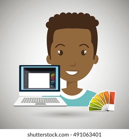 man computer color chart