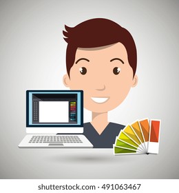 man computer color chart