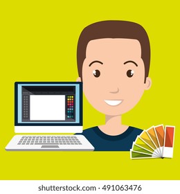man computer color chart