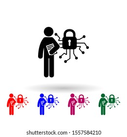 man with computer degree multi color icon. Simple glyph, flat vector of student degree icons for ui and ux, website or mobile application