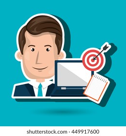 man with computer  isolated icon design, vector illustration  graphic 