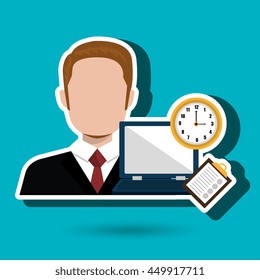 man with computer  isolated icon design, vector illustration  graphic 