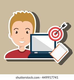 man with computer  isolated icon design, vector illustration  graphic 