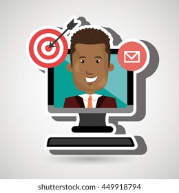 man with computer isolated icon design, vector illustration  graphic 