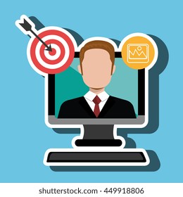 man with computer isolated icon design, vector illustration  graphic 