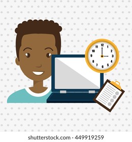 man with computer  isolated icon design, vector illustration  graphic 