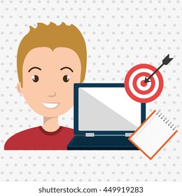 man with computer  isolated icon design, vector illustration  graphic 