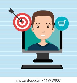  man with computer isolated icon design, vector illustration  graphic 