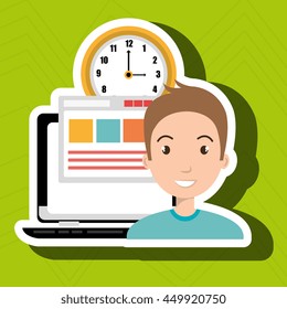 man and computer isolated icon design, vector illustration  graphic 