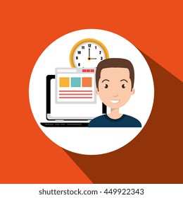 man and computer isolated icon design, vector illustration  graphic 