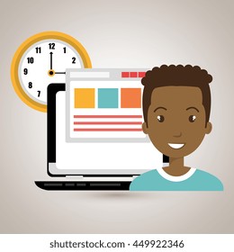 man and computer isolated icon design, vector illustration  graphic 